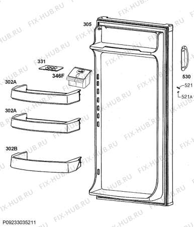 Взрыв-схема холодильника Rex Electrolux RRT1601BOW2 - Схема узла Door 003